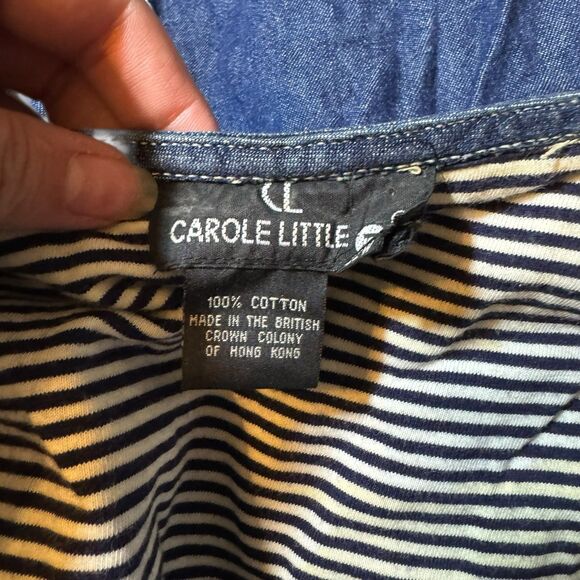 Vintage Carole Little Plus 22w Blue Sleeveless V Neck Embroidery Vest Floral - Picture 12 of 12